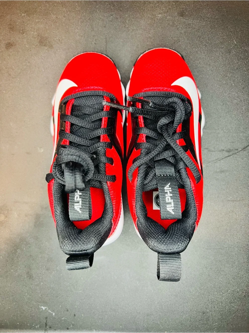 Nike Kids Red and Black Sneakers with Traction Sole